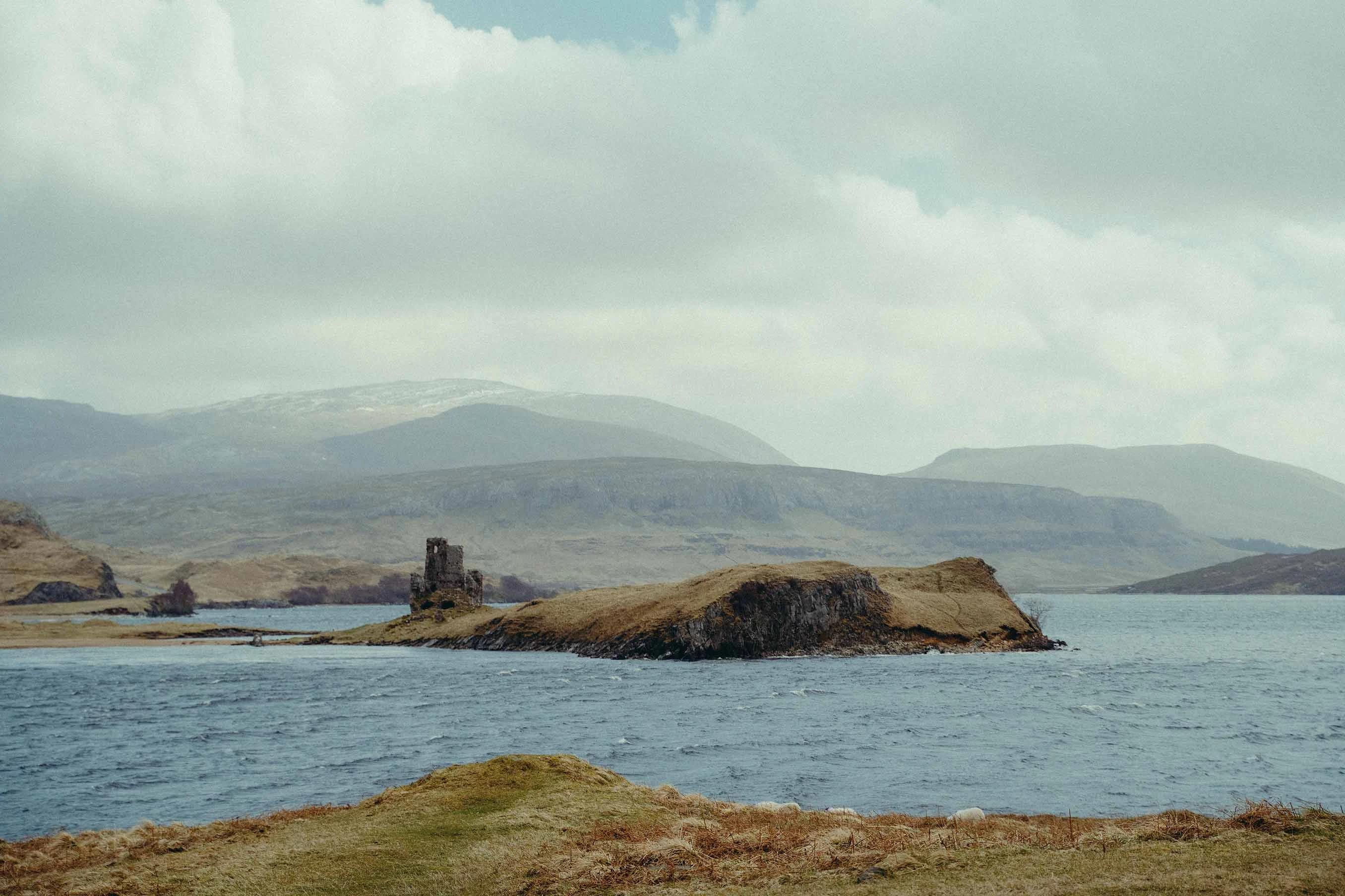Castle in the middle of a lake in Scotland